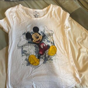 Disney White Mickey Mouse Graphic Tee with Yellow Shoes